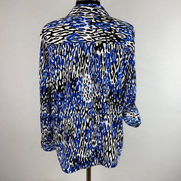 Talbots Nantucket Petites LP Multicolor Patterned Button Down Roll Tab Sleeves - Picture 9 of 12